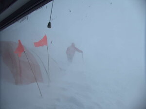 The blow lasted a while and buried the large tents we had. Only one thing to do, grab a shovel. Everyone digs, always, in Antarctica. Don't think you can live there without getting to know how to dig snow!