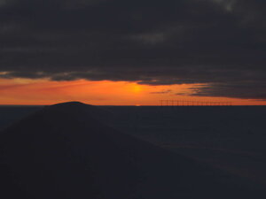 The first sunrise towards winter. A real privilege to see it as most don't during a summer season, and the weather around you changes so much when the sun starts to disappear. Again with the SuperDARN array in the picture, showing an interesting curve, the result of the internal structure of the ice shelf resulting in dropped antennae: all part of the voyage of discovery about ice shelves!