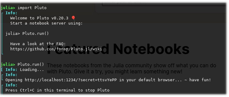 Starting the Pluto Notebook Server