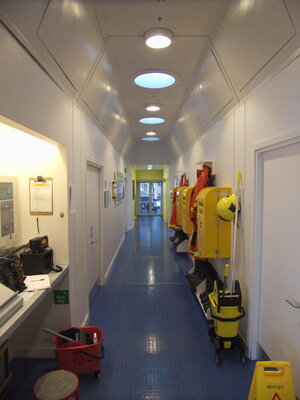 The main corridor of Halley, a bright lovely and functional place.