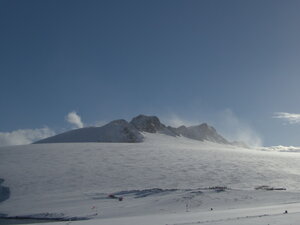 Blowing snow moving across the local recreation area and the top of "the ramp", which is the gateway to the rest of Adelaide Island.