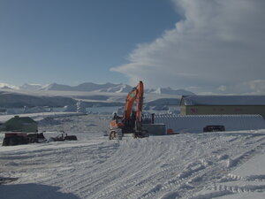 As with all Antarctic bases, plenty of vehicles around! In particular this beauty was wintering with us ready for the new wharf build, starting the next summer.