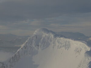 An amazing snow formation at the top of one of the peaks we climbed.